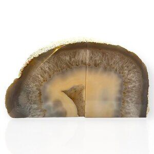 Agate Crystal Bookends w/ Geode Center, Natural Stone, Bookshelf Decor, Unique g